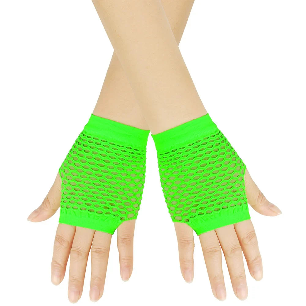 Solid Color Fingerless Mesh Gloves – Short Fishing, Party & Dance Gloves