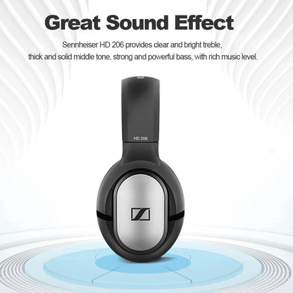 Sennheiser HD 206 Wired Headphones – Deep Bass Stereo Noise-Isolating Earphones for Sports & Gaming