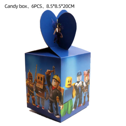 Roblox Birthday Party Supplies — Balloons, Disposable Tableware & Backdrop for Kids’ Party or Baby Shower