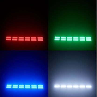 60W Mini LED RGB Strobe Light – 3-in-1 8-Partition + White 8000K DMX DJ Wash Bar for Stage Lighting Effects