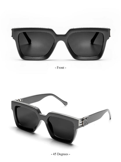 Ruiao Retro Black Millionaire Sunglasses – Luxury Square Designer Shades for Men & Women (2024)
