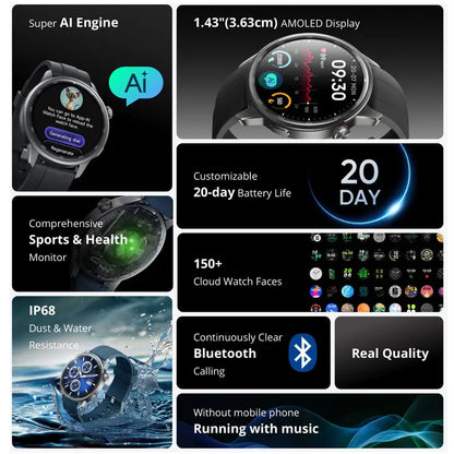 Global Version realme Watch S2 – 1.43'' AMOLED Smartwatch, 20-Day Battery, AI Engine, IP68 Waterproof