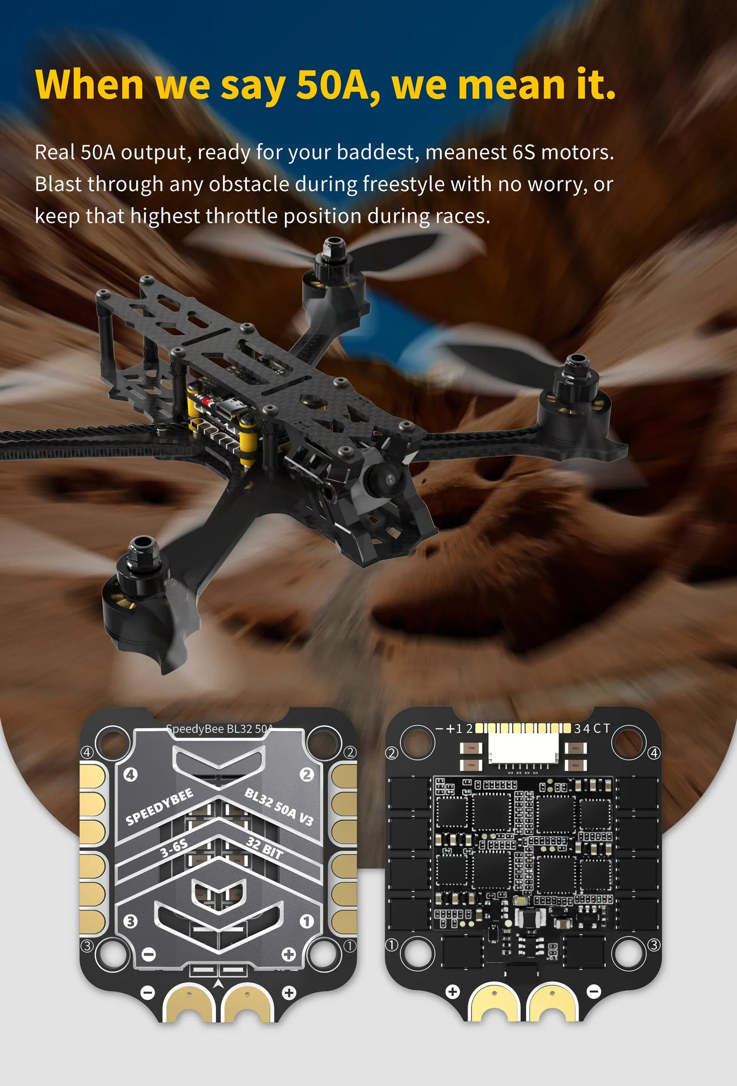 SpeedyBee F7 V3 50A Stack — F722 Flight Controller + BL32 50A 4-in-1 ESC with Blackbox for FPV Drone
