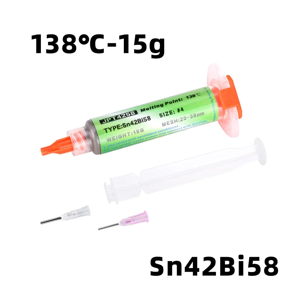Sn42Bi58 SMD Welding Paste – 138°C Low Temperature Lead-Free No Clean Solder Paste for Phone Component Repair