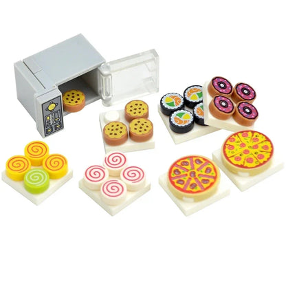 DIY Mini Food Building Block Figures – Bread, Fish, Fruit, Chicken, Crab, Hot Dog, Cake, Pizza & Carrot Creative Toy Bricks