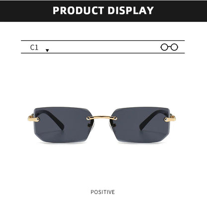 Fashion Rimless Sunglasses – Classic Small Square Frameless Shades for Men & Women, Summer Travel Eyewear