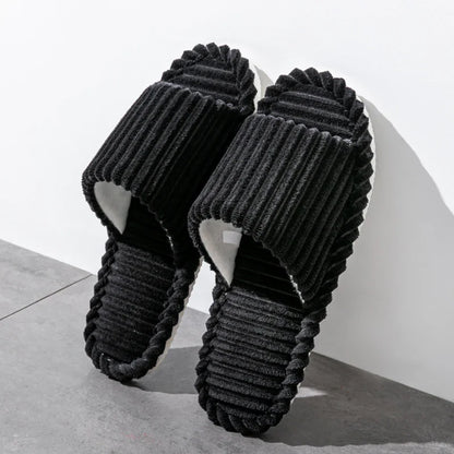 Men’s Open-Toe Breathable Anti-Slip Indoor Slippers – Silent Autumn & Winter Home Shoes for Couples