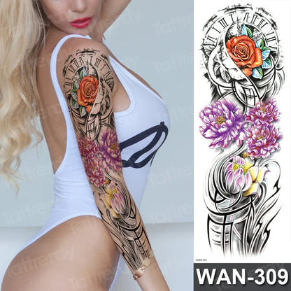 Large Temporary Leg Tattoos for Women - Sexy Animal & Anime Skull Water Transfer Body Art Stickers