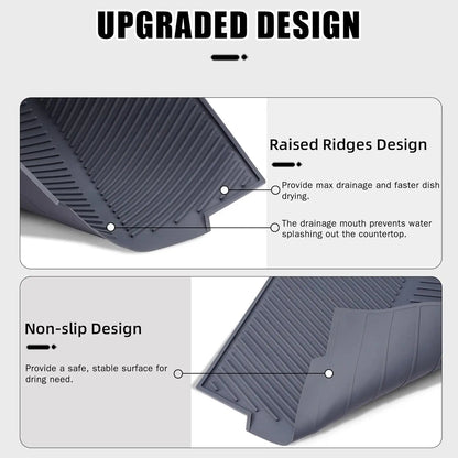 Silicone Dish Drying Mat for Kitchen Counter | Large Non-Slip, Heat Resistant, Easy Clean Foldable Pad