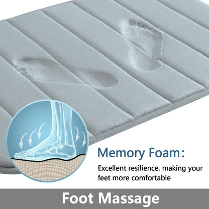 Super Absorbent Memory Foam Bath Mat - Non-Slip Bathroom Rug, Bathtub Side Floor Rug, Shower Room Doormat