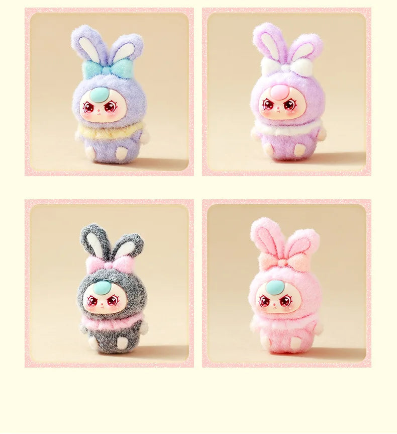 9pcs Babythree Dimoo Anime Flocked Action Figures Decorative Pendant Kawaii Desktop Dolls Toy Gifts