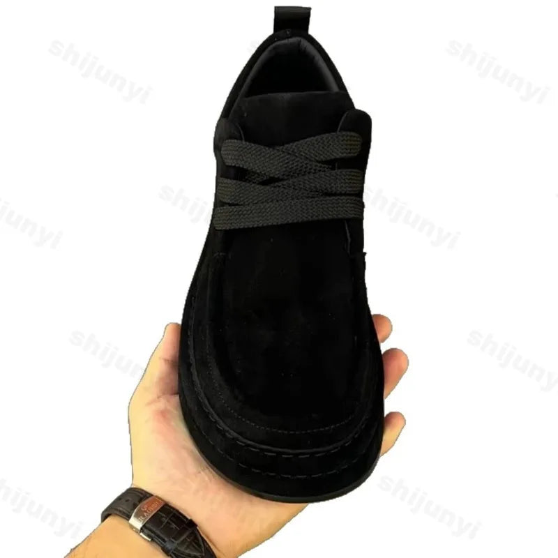 Men's Suede Leather Loafers - British Style Casual Business Shoes with Thick Anti-Slip Soles