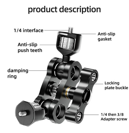 BEXIN TM-5 Articulating Magic Arm with Dual Ball Head, 1/4" Screw for Tripod, Phone Clip, LED Light, LCD Monitor, and Microphone