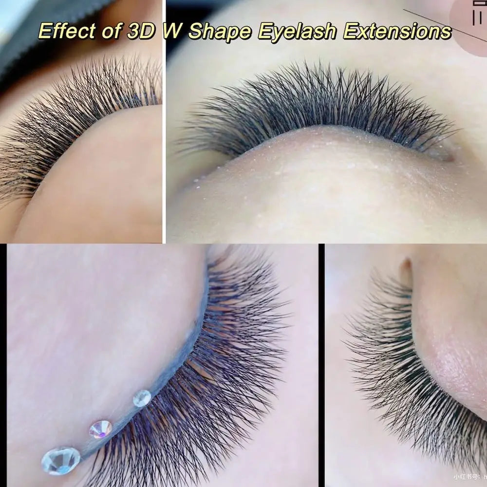 NAGARAKU W-Shape Bloom Eyelash Extensions – 10 Cases Premade 3D-8D Fans, Soft Natural Full-Density Lashes