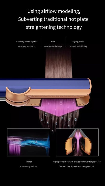 2-in-1 Professional Negative Ion Hair Straightener & Dryer – Heat-Up Flat Iron Styling Tool
