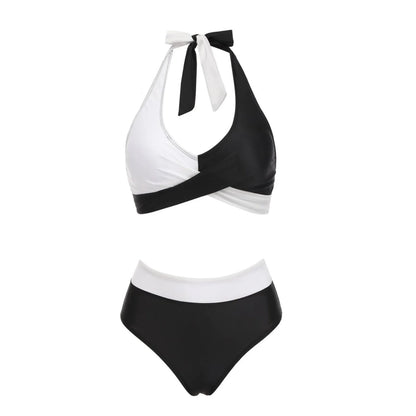 Floral Colour Block High Waist Bikini – Women's Two-Piece Swimsuit Teen Beachwear 2024 Trend
