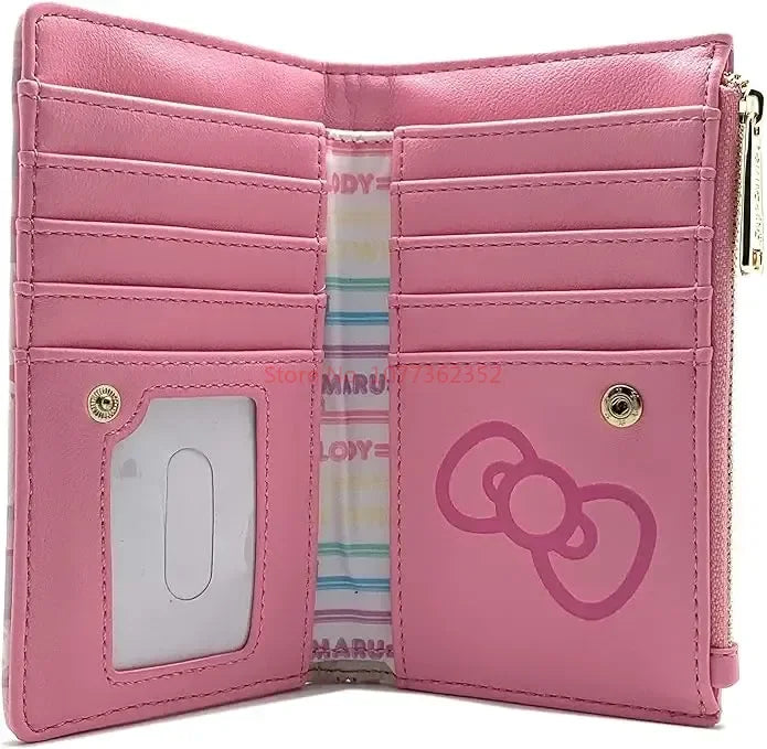 2024 Sanrio Hello Kitty Loungefly Purse – Pink Double Fold Clutch, Women's Birthday Gift & Card Coin Bag