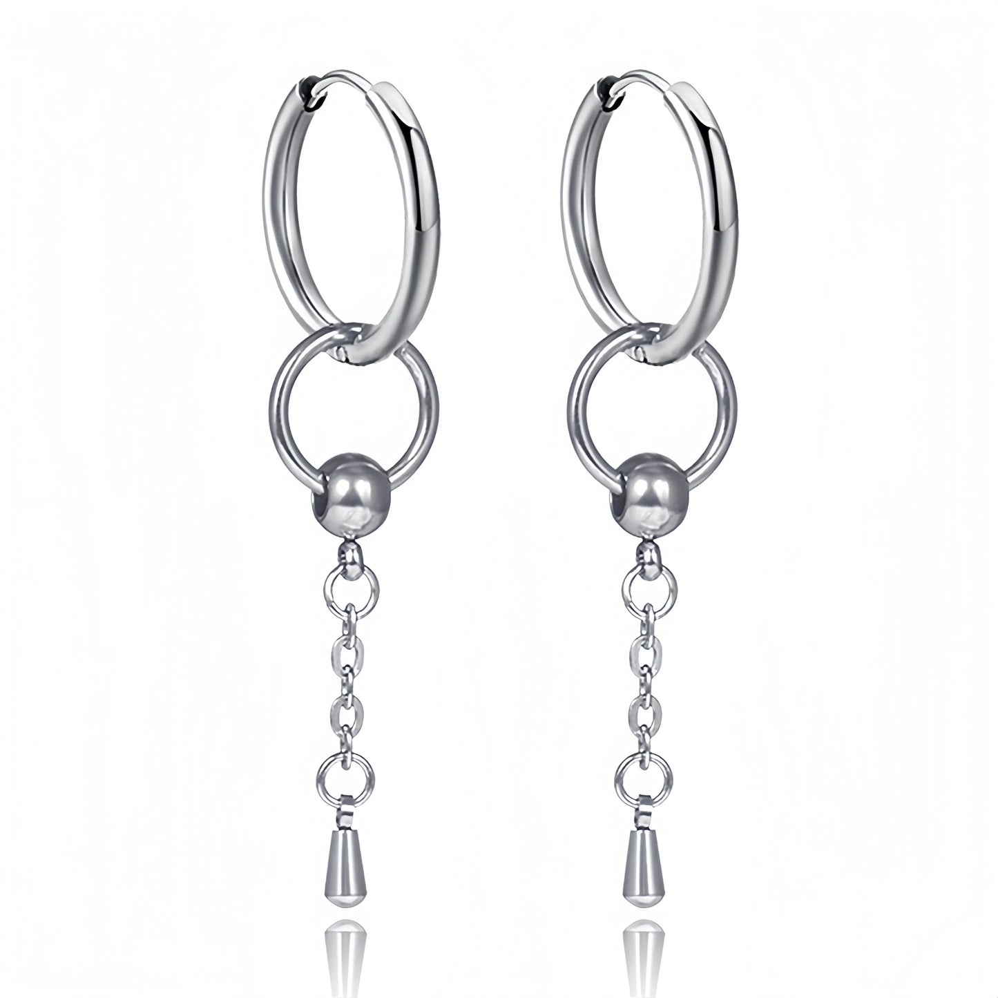 Long Hanging Cross & Leaf Hoop Earrings – Vintage Stainless Steel Hip Hop Unisex Jewelry Accessories