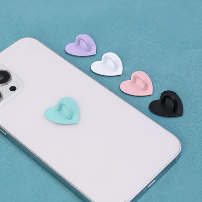 Kawaii Metal Heart Phone Charm — Adhesive Holder, Finger Ring Stand, Case Hook & Buckle Accessory with String