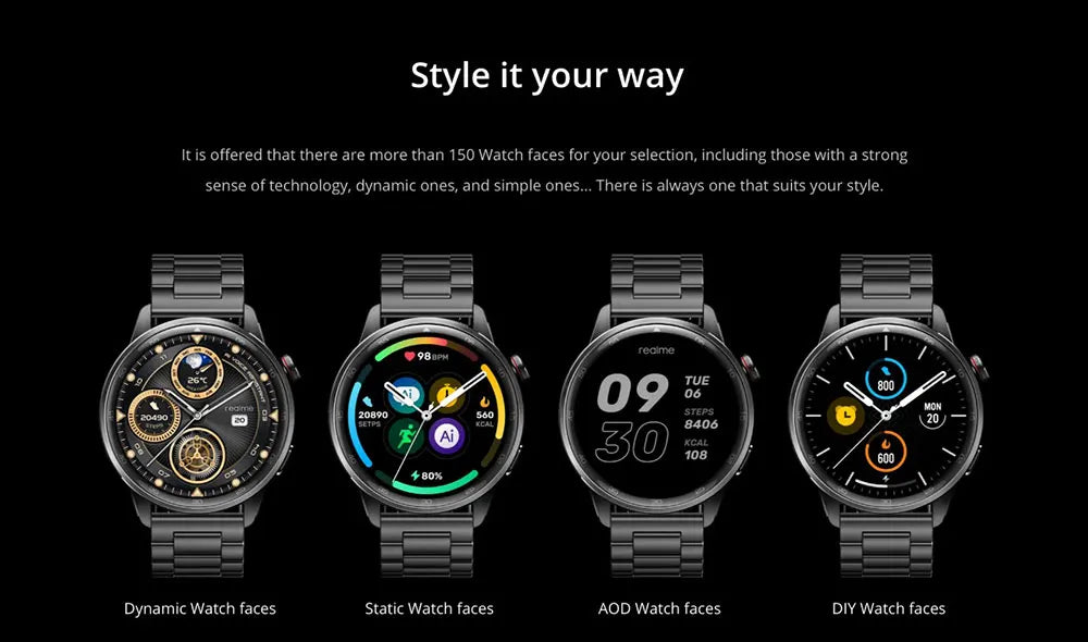 Global Version realme Watch S2 – 1.43'' AMOLED Smartwatch, 20-Day Battery, AI Engine, IP68 Waterproof