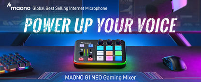MAONO G1 NEO Audio Interface – XLR Mixer with Custom Sound Effects for Gaming, Podcast & Voice Recording