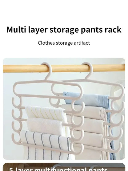 1/2/3pcs Multifunctional Pants Rack – Space-Saving 5-Layer Trousers Hanger for Closet & Clothes Storage