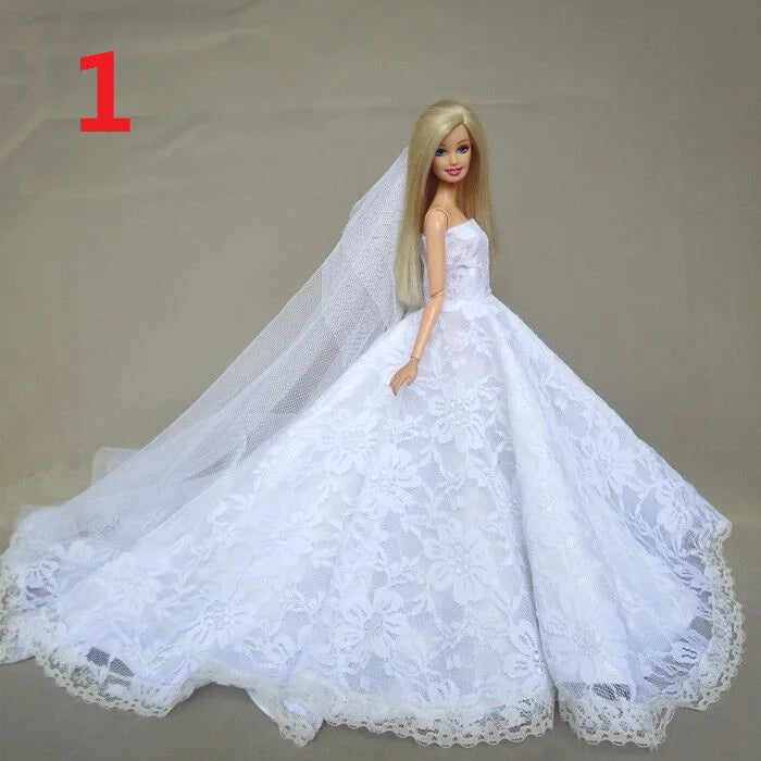 Genuine Barbie Doll Clothes Accessories — 30cm Princess, Wedding & Evening Dresses Lot with Gowns and Skirts