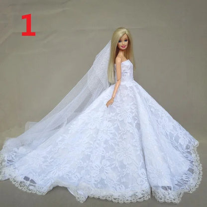 Genuine Barbie Doll Clothes Accessories — 30cm Princess, Wedding & Evening Dresses Lot with Gowns and Skirts