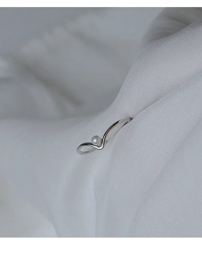 VENTFILLE 925 Sterling Silver Pearl Smile Ring — Adjustable Stackable Fashion Jewelry for Women
