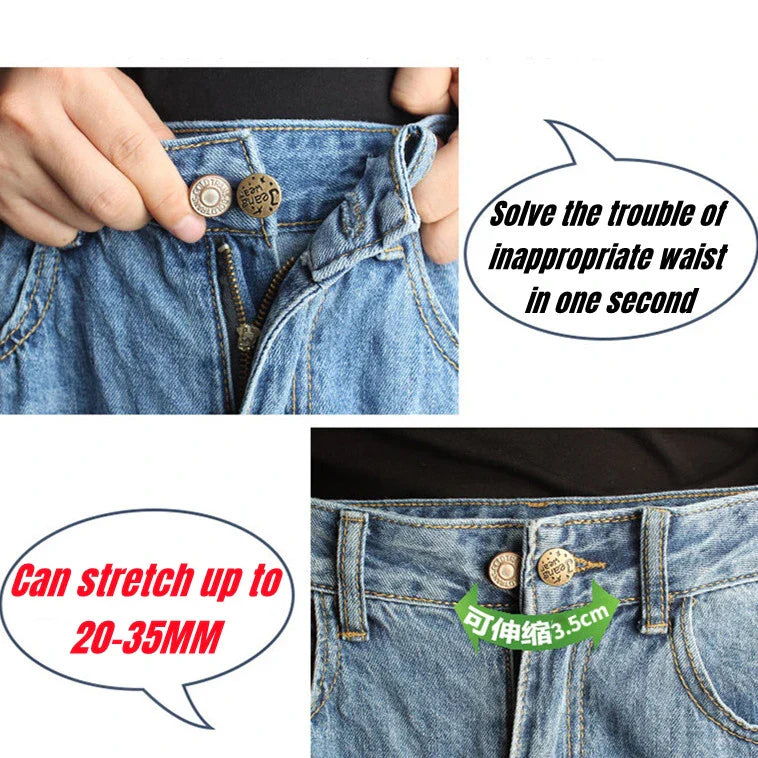 Detachable Jeans Waist Adjustment Buckle: Metal Button Extender Set for DIY Pants - Free Sewing Waist Extenders Buttons (1/4/8pcs)