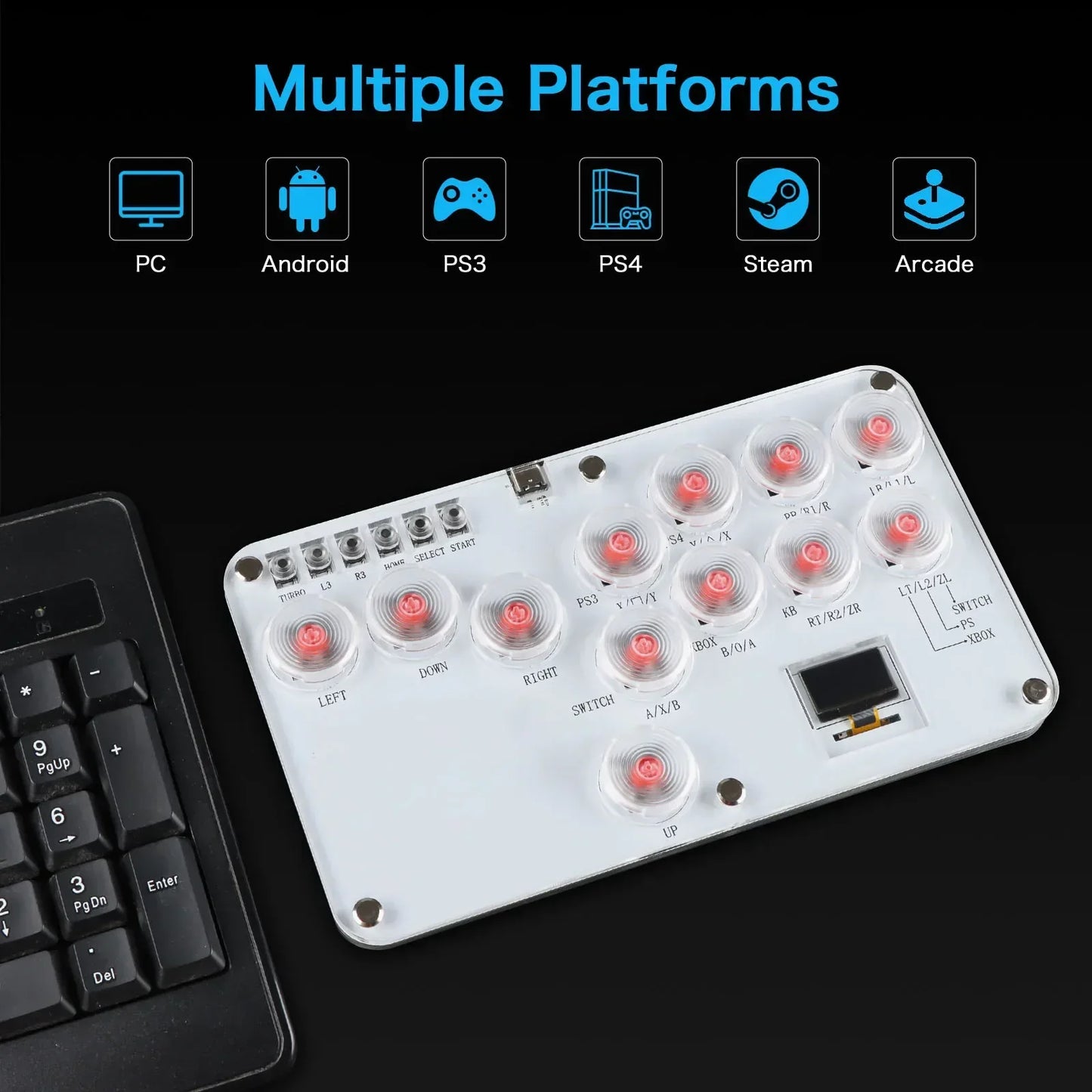 RGB Arcade Hitbox Fightstick Controller – For PS4/PS5, Xbox, Switch, Steam, Arcade Fighting Games