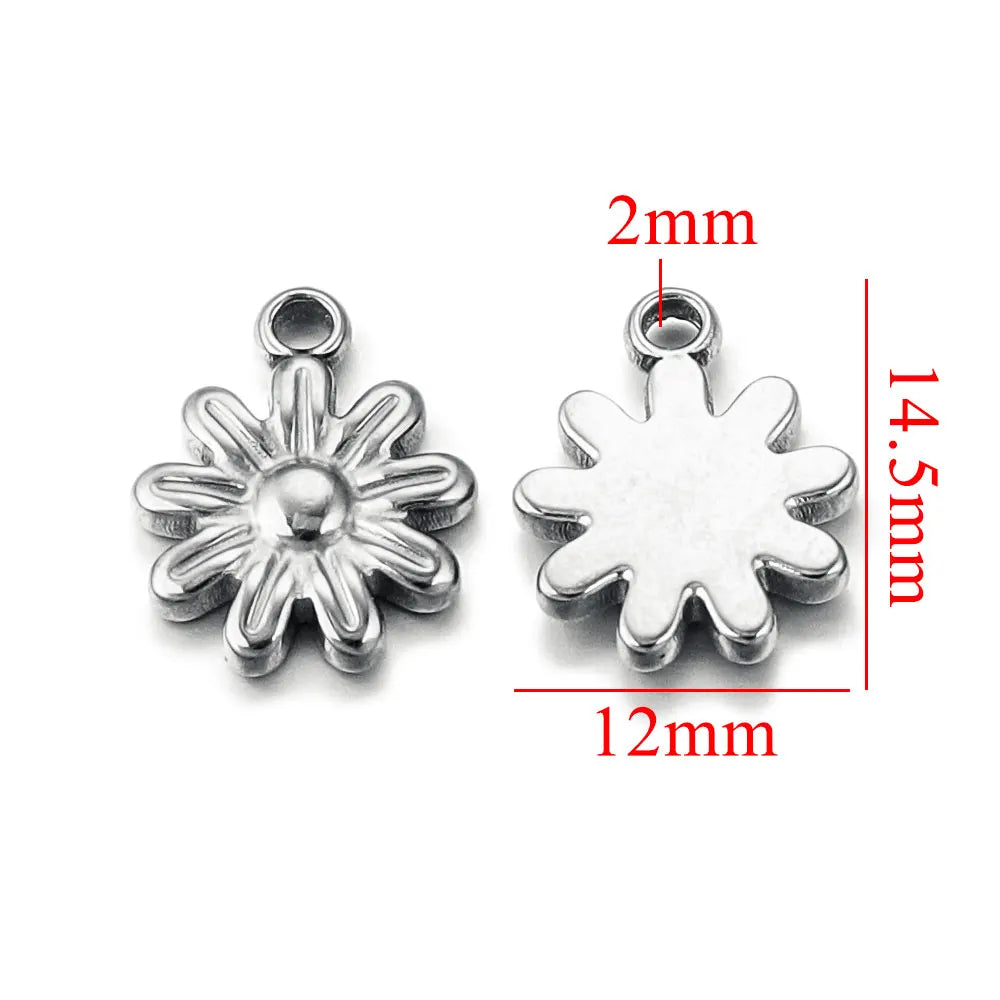 10PCS Stainless Steel Gold-Plated Sun Flower Crown Charms – DIY Necklace & Earrings Jewelry Making Accessories