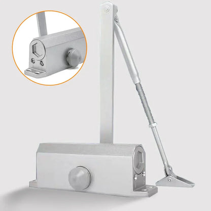 25-85KG Hydraulic Automatic Door Closer - Adjustable Speed, Positioning Door Stop & Protective Holder Hardware (1PCS)