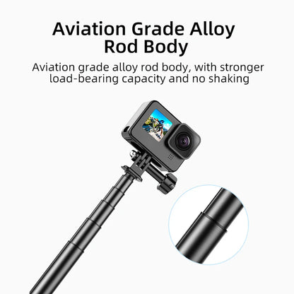 1.38M Selfie Stick Tripod – Adjustable Extension Holder for DJI Action 4, Pocket 3, GoPro, Insta360, DSLR & Phone Photography