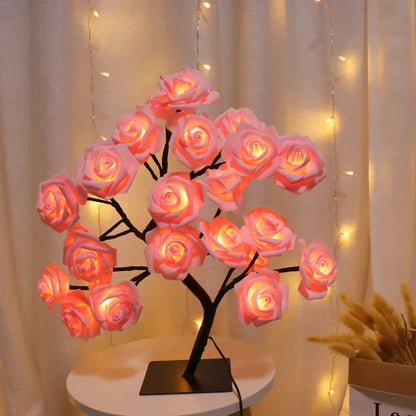 36/108 LED USB Table Lamp – Rose String Lights, Tree Night Light for Girls, Party, Camping & Summer Home Decor