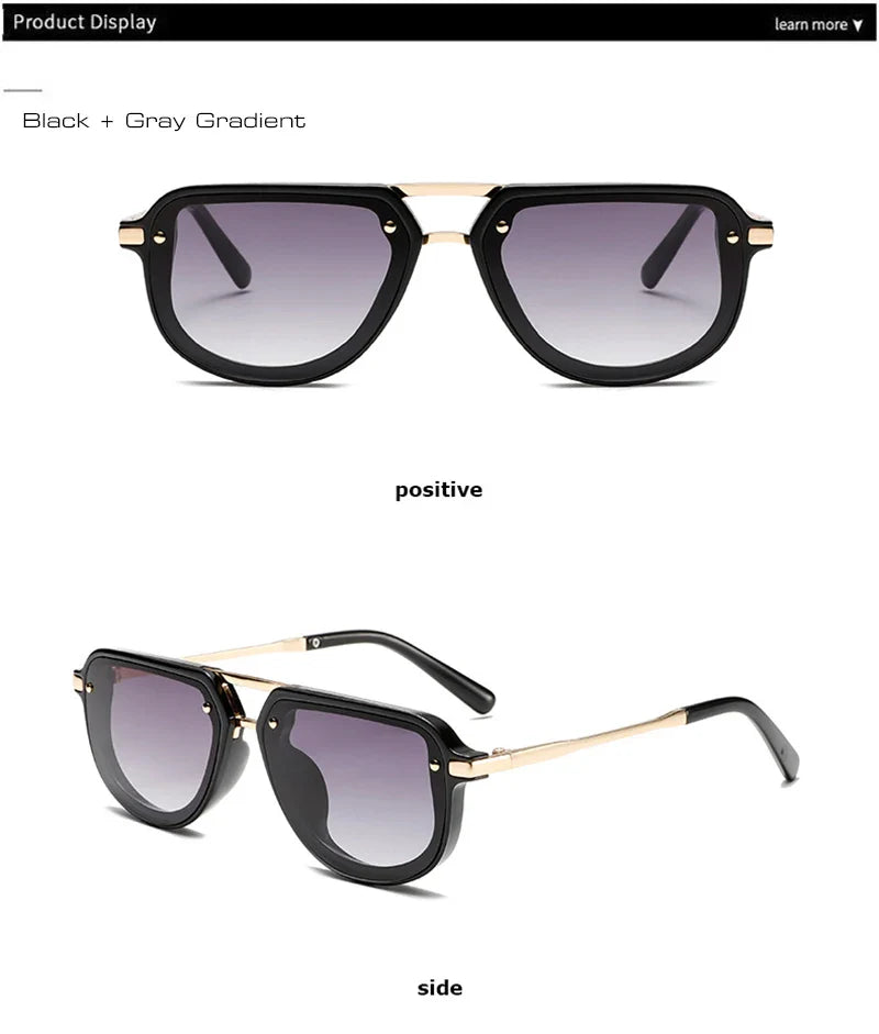 SHAUNA Retro Oval Sunglasses – Luxury Punk UV400 Shades for Women & Men