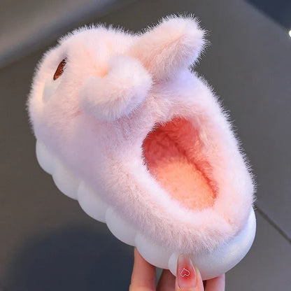 Cute Rabbit Kids’ Winter Slippers - Warm Fluffy Indoor House Shoes for Boys & Girls
