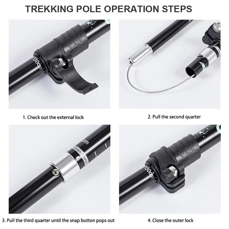 5-Section Telescopic Trekking Stick | Folding Poles for Outdoor Camping, Ultralight Portable Walking & Hiking