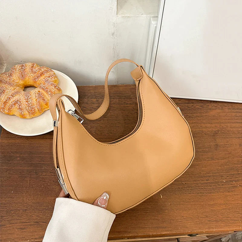 Fashion PU Leather Underarm Bag for Women – Trendy Clutch Handbag, Single Shoulder, Simple Hobo Tote