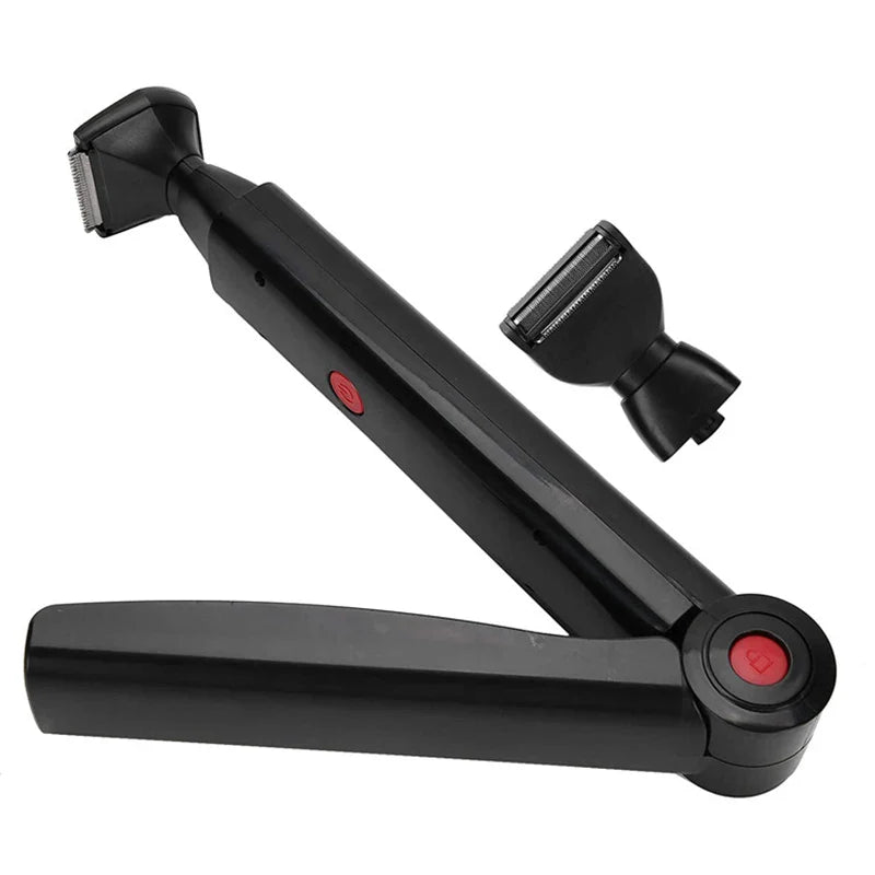 Long Handle Waterproof Men’s Back Shaver — USB Rechargeable Folding Body Hair Trimmer