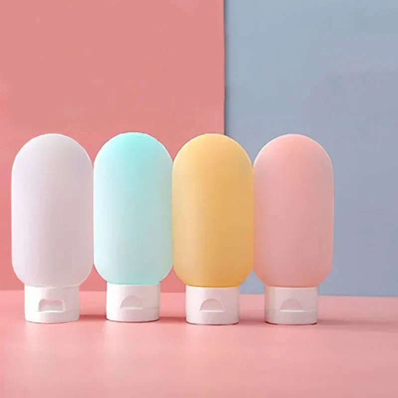 3/4 Pcs 60ml Travel Refillable Silicone Bottles - Empty Lotion, Shampoo & Cosmetic Squeeze Containers for Makeup