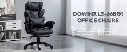 Dowinx Big & Tall Office Chair – High Back Computer Gaming Chair with Pocket Spring Cushion, Lumbar Support & Armrests