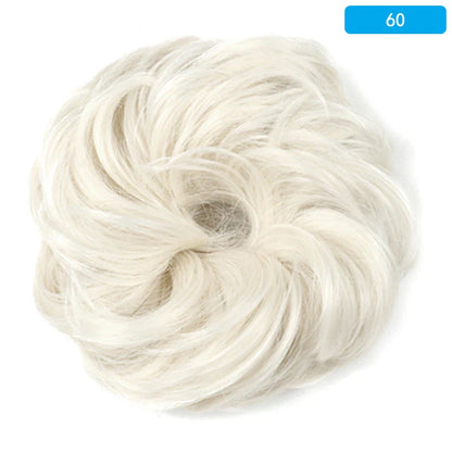 AZQUEEN Messy Bun Hair Extension – Synthetic Curly Wave Chignon Scrunchie, Elastic Band Updo Hairpiece for Women