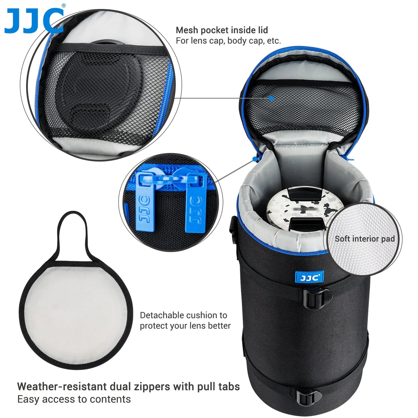 JJC Large Camera Lens Pouch — Thick Protective Case for Nikon 180-600mm, Sony 200-600mm Zoom Lens