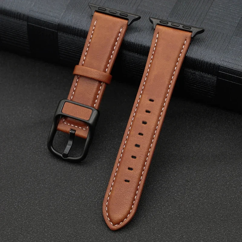 PU Leather Apple Watch Band - Premium Wrist Strap Bracelet for iWatch Series 4 5 6 SE 7 8 9 10 Ultra 49mm 40mm 41mm 42mm 44mm 45mm 46mm