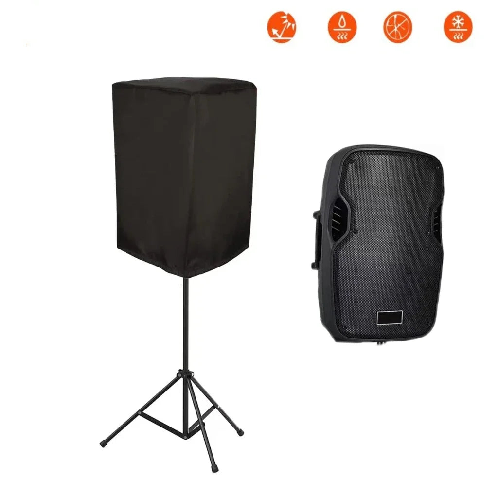 Durable All-Weather Speaker Cover — Waterproof, Dustproof & Sun-Resistant Polyester for Indoor & Outdoor, Black