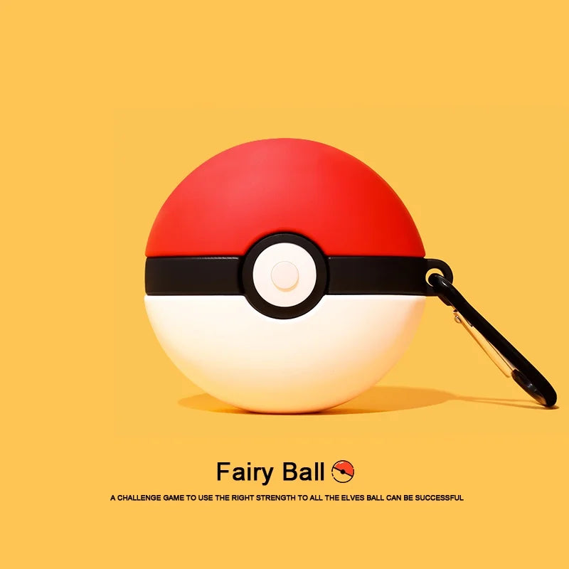 3D Poke Ball Silicone Case for AirPods Pro 2 — Cute Cartoon Anime Earphone Cover for Kids & Boys