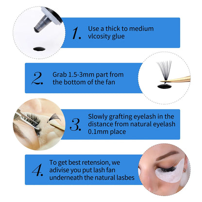 Wendy Lash Premade Volume Fans – 3D/5D/6D/10D/14D/16D Thin Root Eyelash Extensions, Sharp Pointy Stem, 520 Loose Lashes