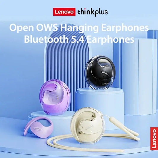 Lenovo X15pro OWS Earphone: Bluetooth 5.4, Ear-Mounted Sports Waterproof Wireless Earphones with Lanyard