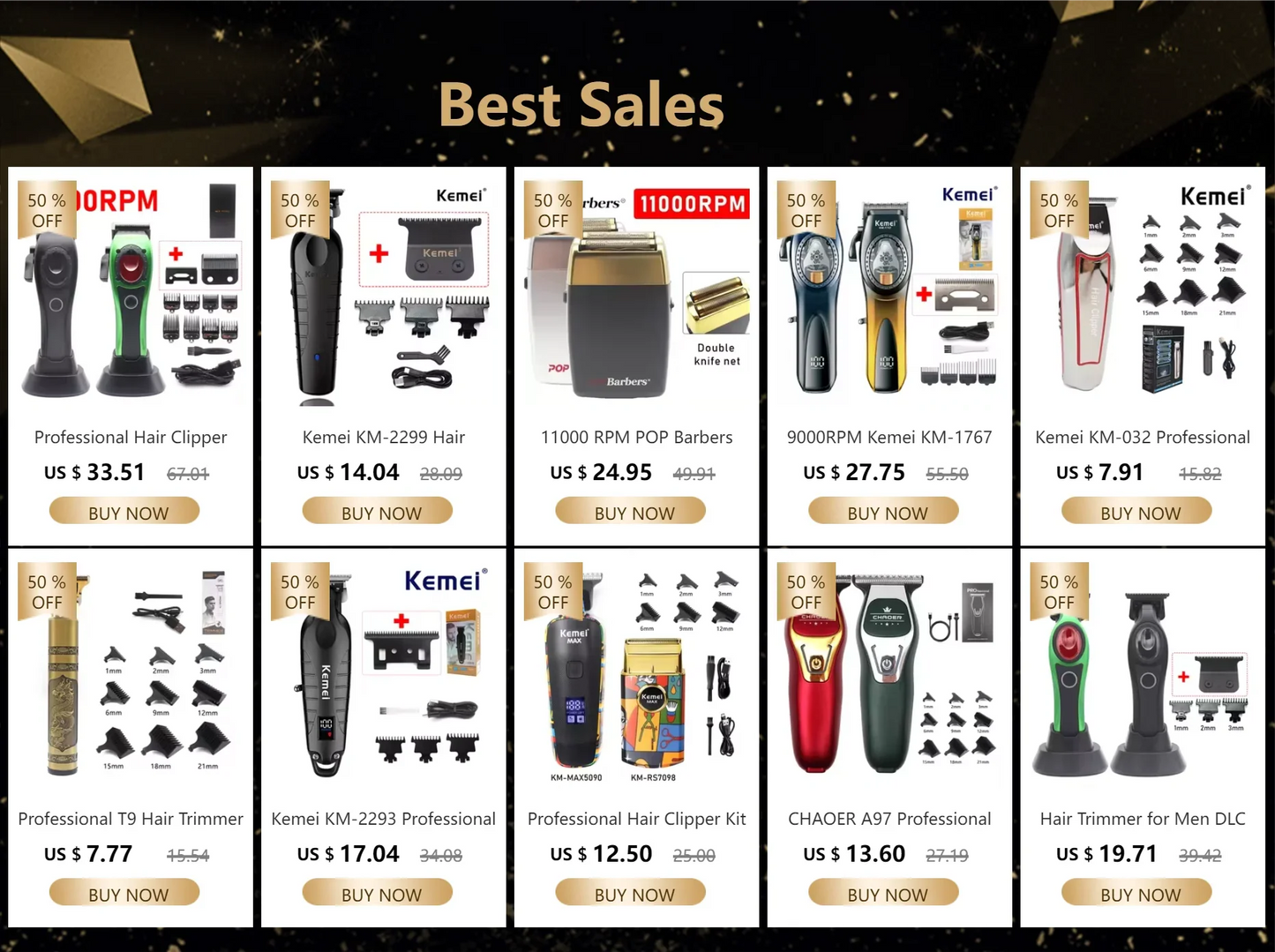 Kemei 2361 Professional Hair Clipper – 10000RPM Magnetic Motor, DLC Blade, Base Charger, Hair Trimmer for Men
